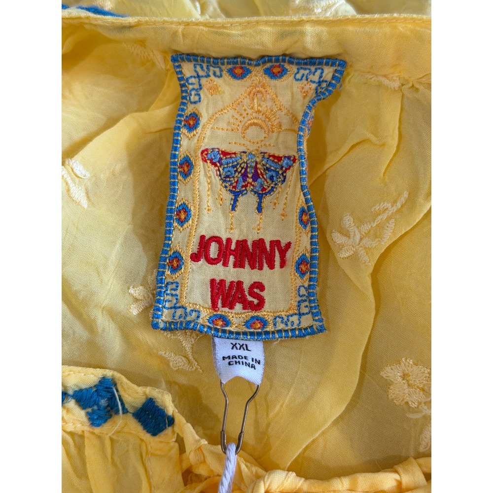 NEW Johnny Was Margot Blouse Odesa Yellow Embroidered Floral Boho Peasant XXL - Picture 8 of 13